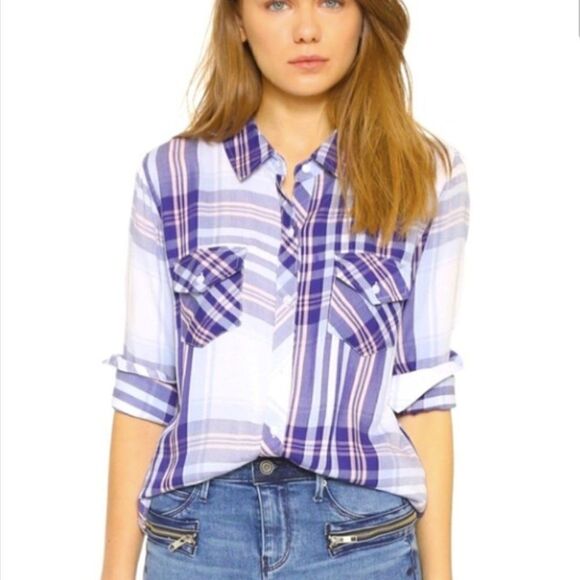 Rails Carmen Plaid Button Down Double Pocket Shirt Medium - Picture 1 of 6